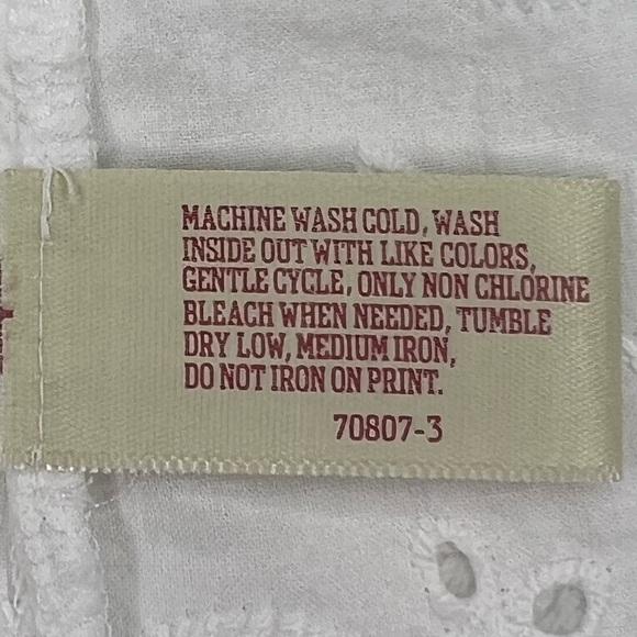 Arizona Jean Co Blouse Eyelet Cotton Long Sleeve Button Up Western White XS - Picture 12 of 14